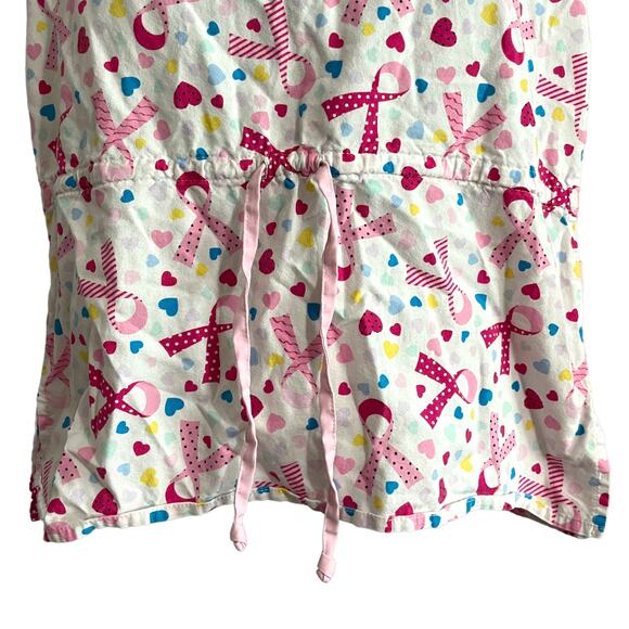 Dickies Womens Scrub Top Small V Neck Breast Cancer Awareness Ribbons White - Picture 5 of 9